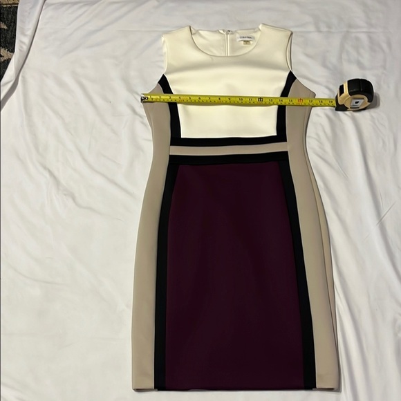 Calvin Klein Cream Sheath Midi Dress Crew Neck Sleeveless - Picture 3 of 13
